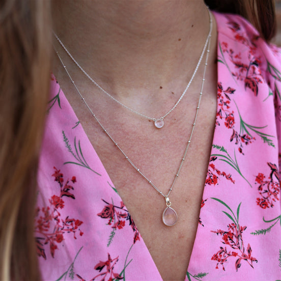 925 sterling zilveren ketting - rozenkwarts