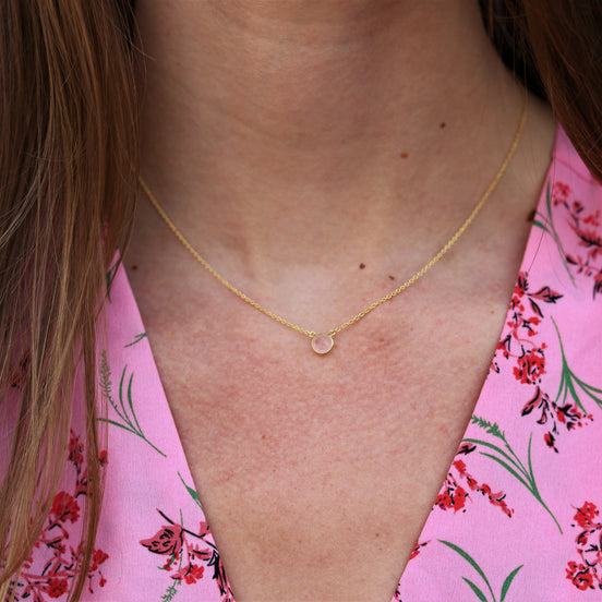 Gold plated ketting - rozenkwarts