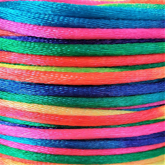 Satinkordel Regenbogen dunkel 5 Meter