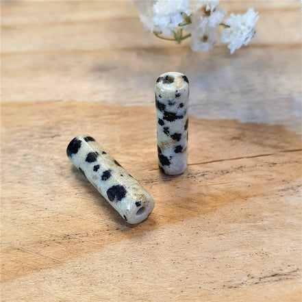 Semi-precious stone tube Dalmatian Jasper