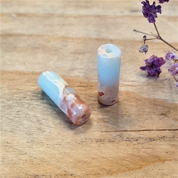 Half edelsteen tube Light turquoise