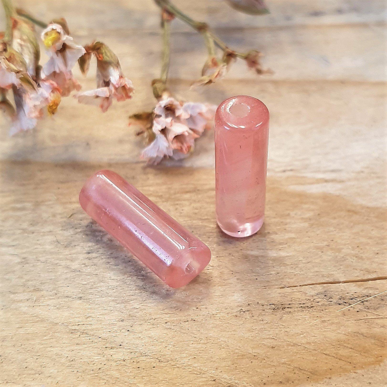 Semi-precious stone tube Rose Quartz